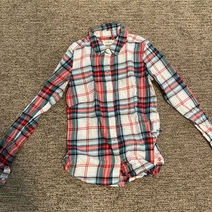 SO Perfect Button-Down Shirt, Plaid XS